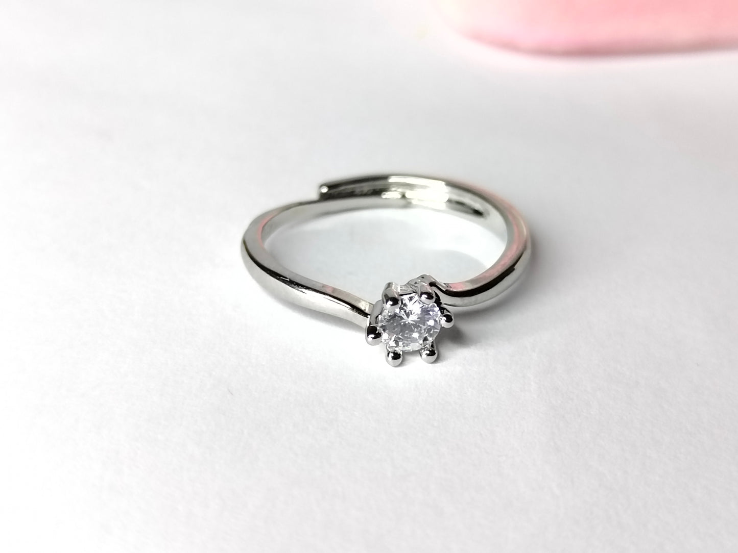 Adjustable Classic Solitaire Ring in Sterling Silver