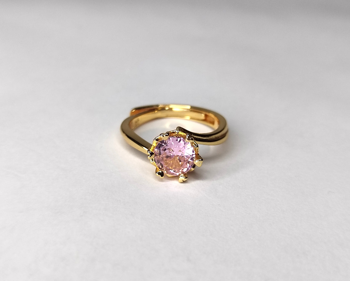 Adjustable Blush Sparkle Gold-Toned Ring