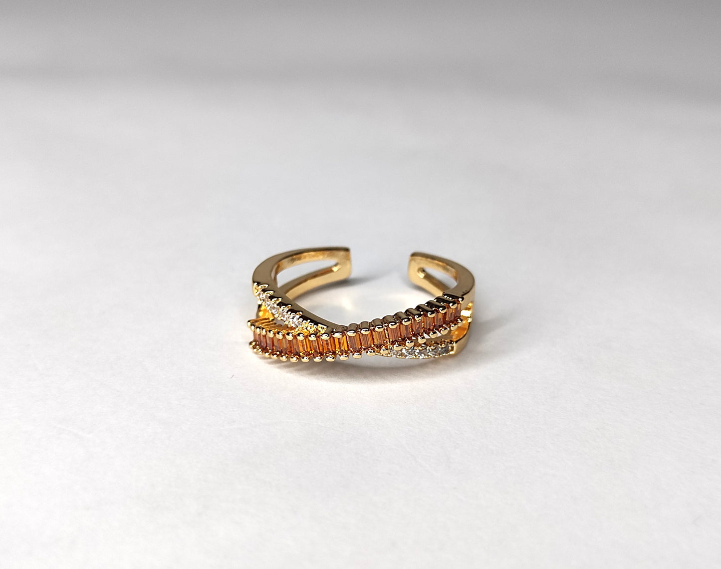 Ajdustable Golden Twist Dual-Band Ring