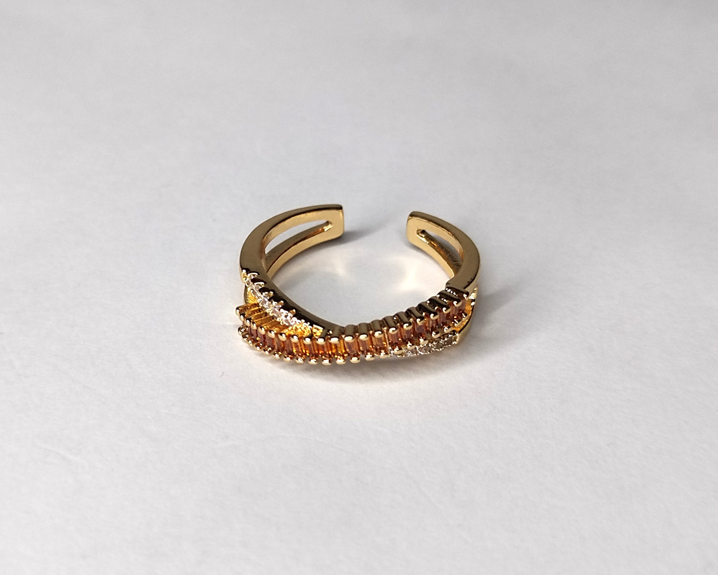 Ajdustable Golden Twist Dual-Band Ring