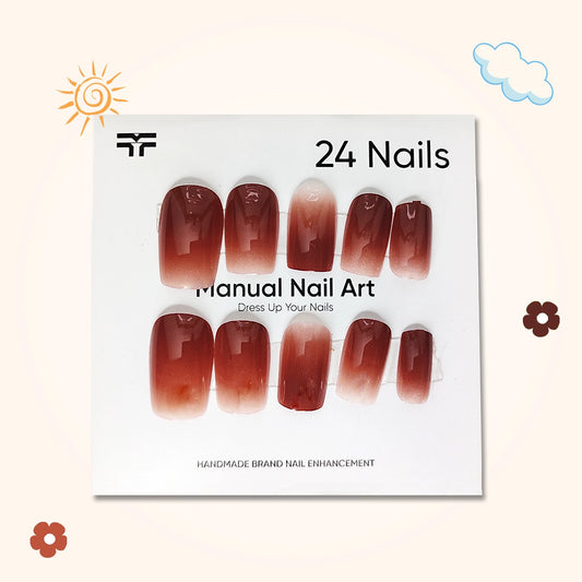 24-Piece Reddish Gradient Glossy Press-On Nails