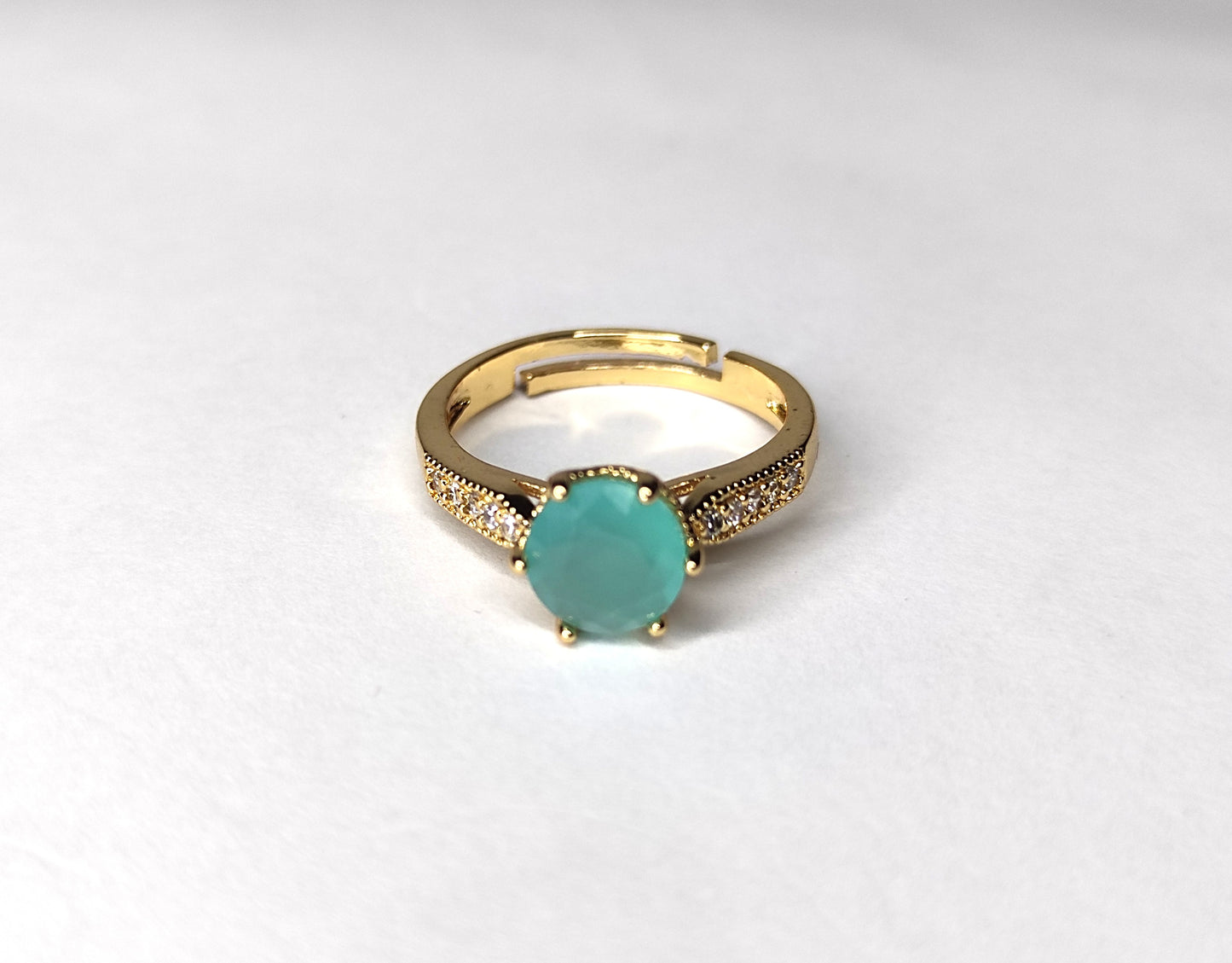 Adjustable Emerald Glow Gold-Plated Ring