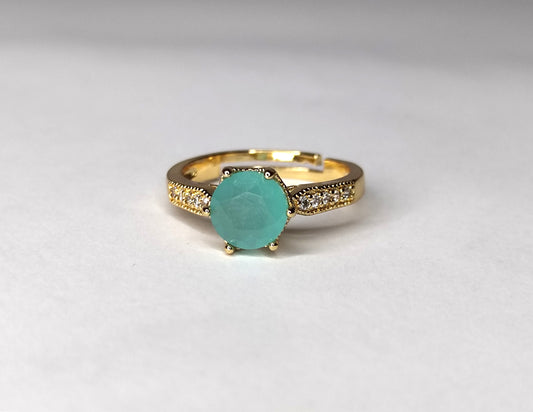 Adjustable Emerald Glow Gold-Plated Ring