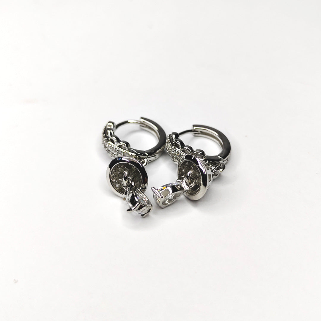 Silver Hoop Earrings with Detachable Charm