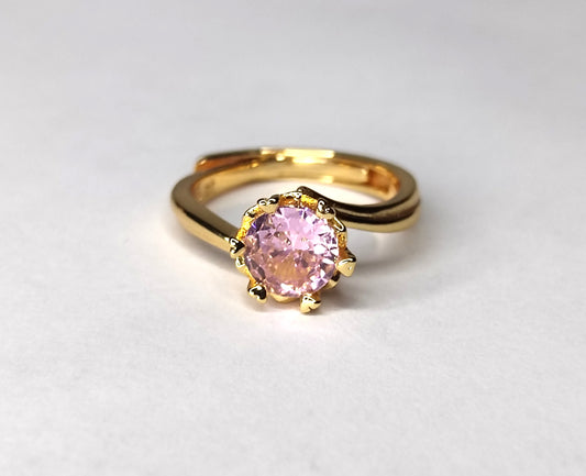 Adjustable Blush Sparkle Gold-Toned Ring