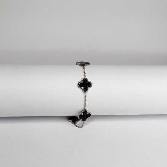 Black Clover Charm Bracelet – Silver Tone